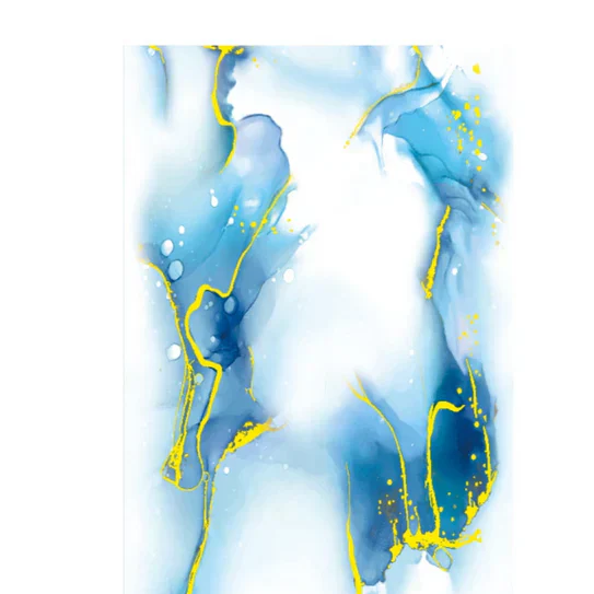 Media Wall Panels Pack Of x4 Gold Blue Marble PVC Waterproof Wall Panels 240x60cm
