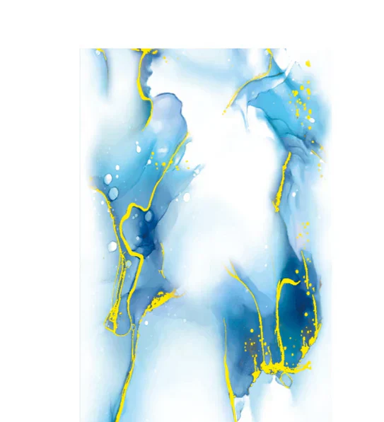 Media Wall Panels Pack Of x4 Gold Blue Marble PVC Waterproof Wall Panels 240x60cm