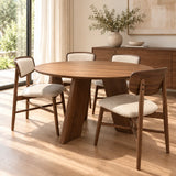Petra 123cm Walnut Wooden Round Dining Table