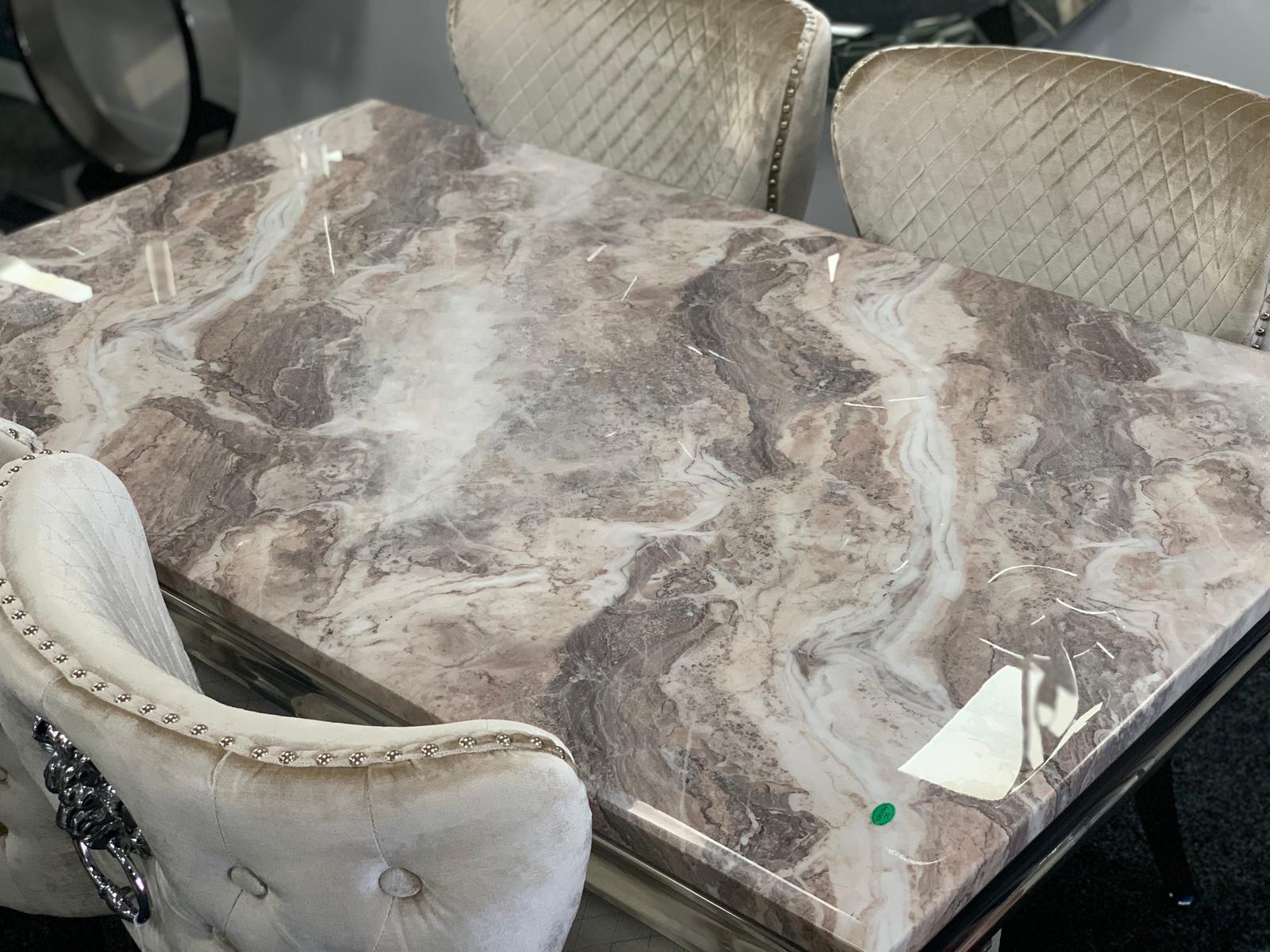 Louis 150CM Marble & Chrome Dining Table - 5 Colours-Esme Furnishings