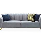 Bellisio Luxury Grey & Gold 3+2 Velvet Sofa
