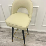Astra Cream PU Leather Black / Gold Bar Stool