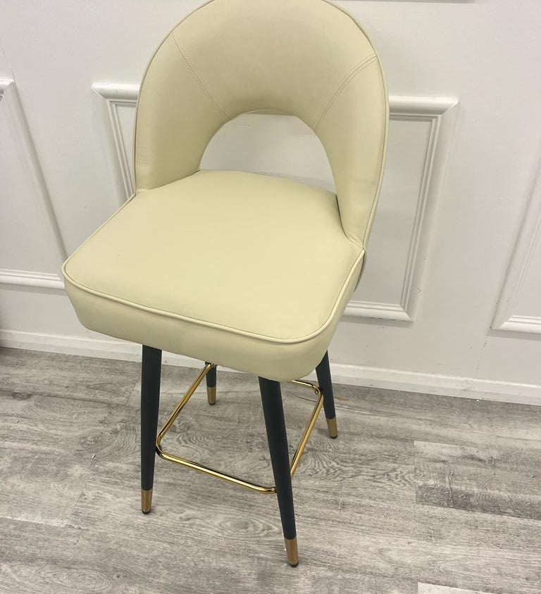 Astra Cream PU Leather Black / Gold Bar Stool