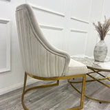 Louis Gold Marble Dining Table With Carlton Cream/Gold Velvet Dining Chairs