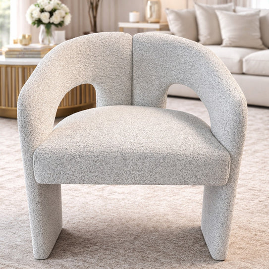 Oscar Light Grey Fabric Boucle Dining Chair
