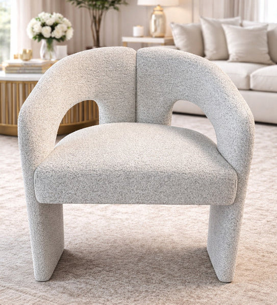 Oscar Light Grey Fabric Boucle Dining Chair