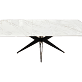 Regent 160-200cm White/Gold Ceramic Marble Extending Dining Table