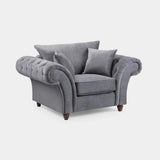 Chesterfield Grey Velvet Fullback 1 Seater Armchair