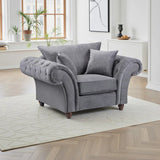 Chesterfield Grey Velvet Fullback 1 Seater Armchair