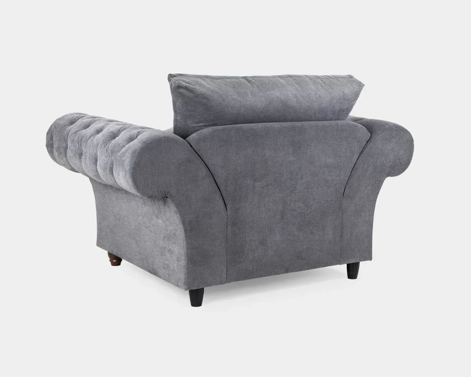 Chesterfield Grey Velvet Fullback 1 Seater Armchair