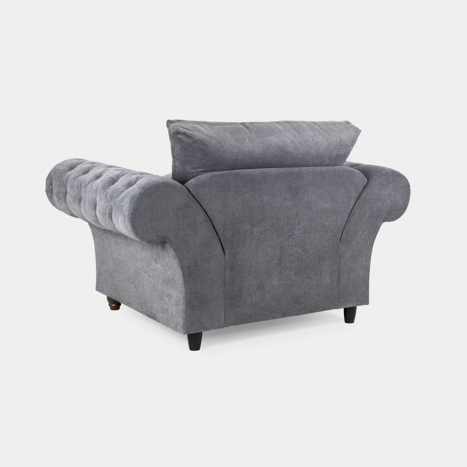Chesterfield Grey Velvet Fullback 1 Seater Armchair
