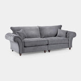 Chesterfield Grey Velvet Fullback 4 Seater Sofa