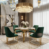 Sofia Cream Gold Marble Dining Table with Lasco Cream Chairs