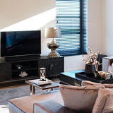 Blackbone Black Oak and Silver 4 Door TV Unit - 220cm-Belmont Interiors