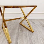 Zion Gold Lamp Side Table with Polar White Sintered Top-Esme Furnishings