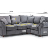 Chesterfield Grey Fullback Right Hand Facing Corner Sofa Grey Velvet