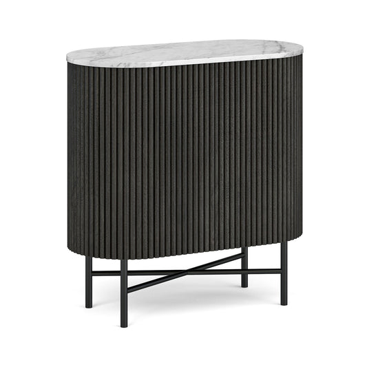 Lucerne Small Sideboard Black Ribbed Fluted