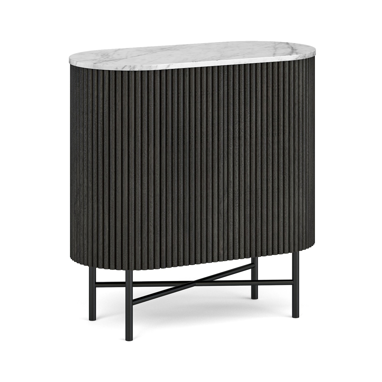 Lucerne Mini Small Sideboard Black Ribbed Fluted