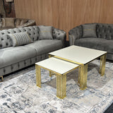 The Sienna Luxury Chesterfield Premium 3+2 Grey Gold Velvet Sofa