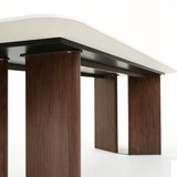 Almira 180cm Walnut & Travertine Ceramic Marble Dining Table With Bella Fabric Chairs