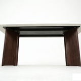 Almira 180cm Walnut & Travertine Ceramic Marble Dining Table With Bella Fabric Chairs