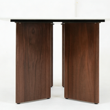 Almira 180cm Walnut & Travertine Ceramic Marble Dining Table With Bella Fabric Chairs