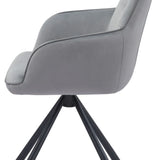 Amalia Light Grey French Velvet Swivel Dining Arm Chair With Matt Black Steel Spider Legs-Esme Furnishings