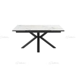 Phoenix 160-240cm White Ceramic Marble Extending Table + Grey Velvet Swivel Dining Chairs-Esme Furnishings