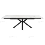 Phoenix 160-240cm White Ceramic Marble Extending Table + Grey Velvet Swivel Dining Chairs-Esme Furnishings