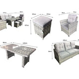 Amano Grey Rattan 3 Seater Sofa Garden Outdoor Dining Set