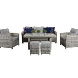 Amano Grey Rattan 3 Seater Sofa Garden Outdoor Dining Set