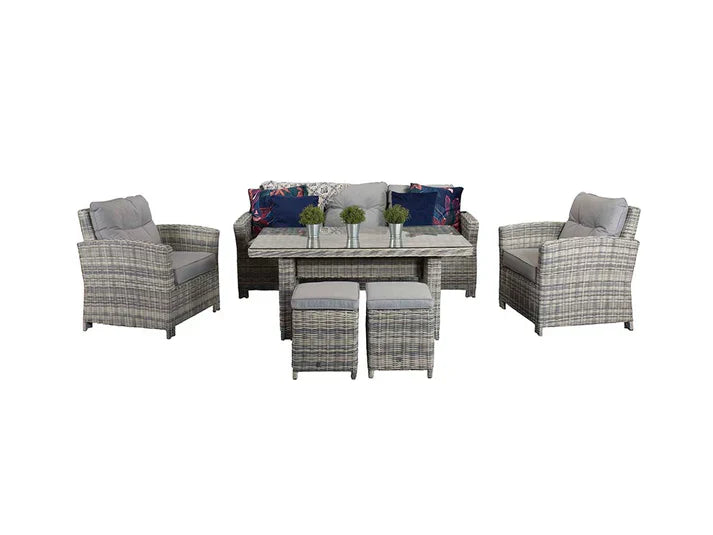 Amano Grey Rattan 3 Seater Sofa Garden Outdoor Dining Set