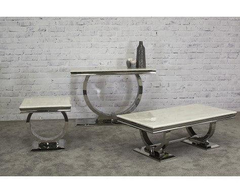 Arianna 120cm Cream Marble Console Table-Esme Furnishings