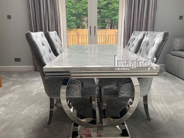 Arianna 180cm White Marble Dining Table-Esme Furnishings