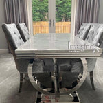 Arianna 200cm White Marble & Chrome Dining Table-Esme Furnishings