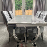 Arianna 200cm White Marble & Chrome Dining Table-Esme Furnishings