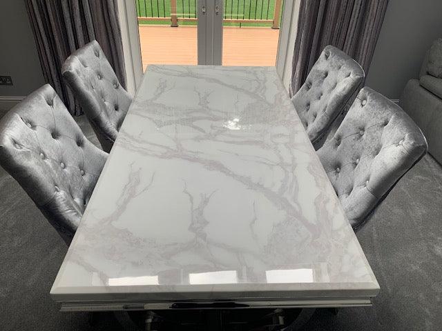 Arianna 180cm White Marble Dining Table-Esme Furnishings