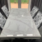 Arianna 200cm White Marble & Chrome Dining Table-Esme Furnishings