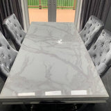 Arianna 200cm White Marble & Chrome Dining Table-Esme Furnishings