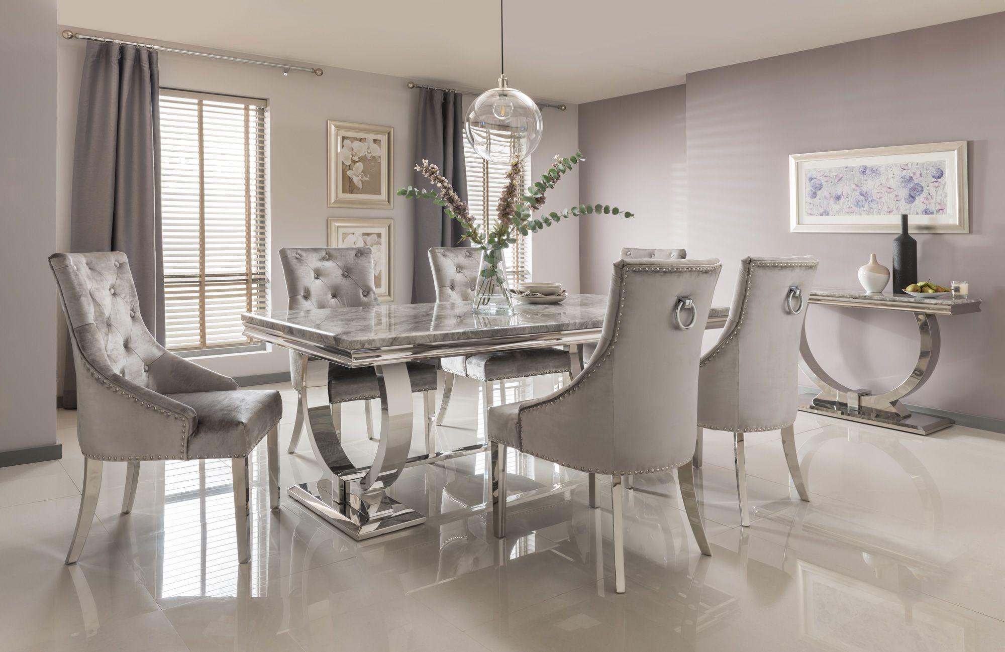 Arianna 180cm Grey Marble Dining Table-Esme Furnishings