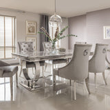 Belle Pewter Knockerback Soft Velvet Dining Chair-Esme Furnishings