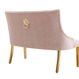 Majestic Lion Knocker Quilted High Back Mink Gold Plush Velvet 130cm Dining Bench
