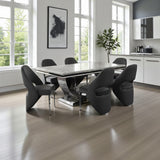 Arial Marble & Chrome Dining Table With Santos Velvet Chairs