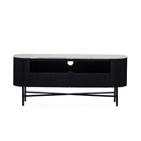Lucerne Small 120cm Media Stand TV Unit Black Ribbed Fluted
