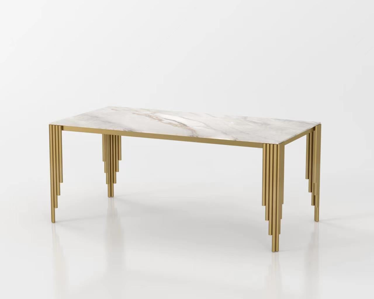 Mayfair 180cm Ceramic Marble & Gold Dining Table-Kitchen & Dining Room Tables-ASR-Belmont Interiors