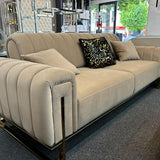 Bellisio Luxury Mink Beige & Gold 3+2 Velvet Sofa