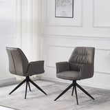 Phoenix 160-240cm White Ceramic Marble Extending Table + Grey PU Leather Swivel Dining Chairs