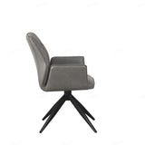 Phoenix 160-240cm White Ceramic Marble Extending Table + Grey PU Leather Swivel Dining Chairs
