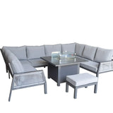 Boxley Outdoor U Shape Grey Garden Sofa Set with Gas Fire Pit Table Powder Coat