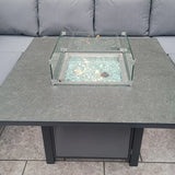 Boxley Outdoor U Shape Grey Garden Sofa Set with Gas Fire Pit Table Powder Coat